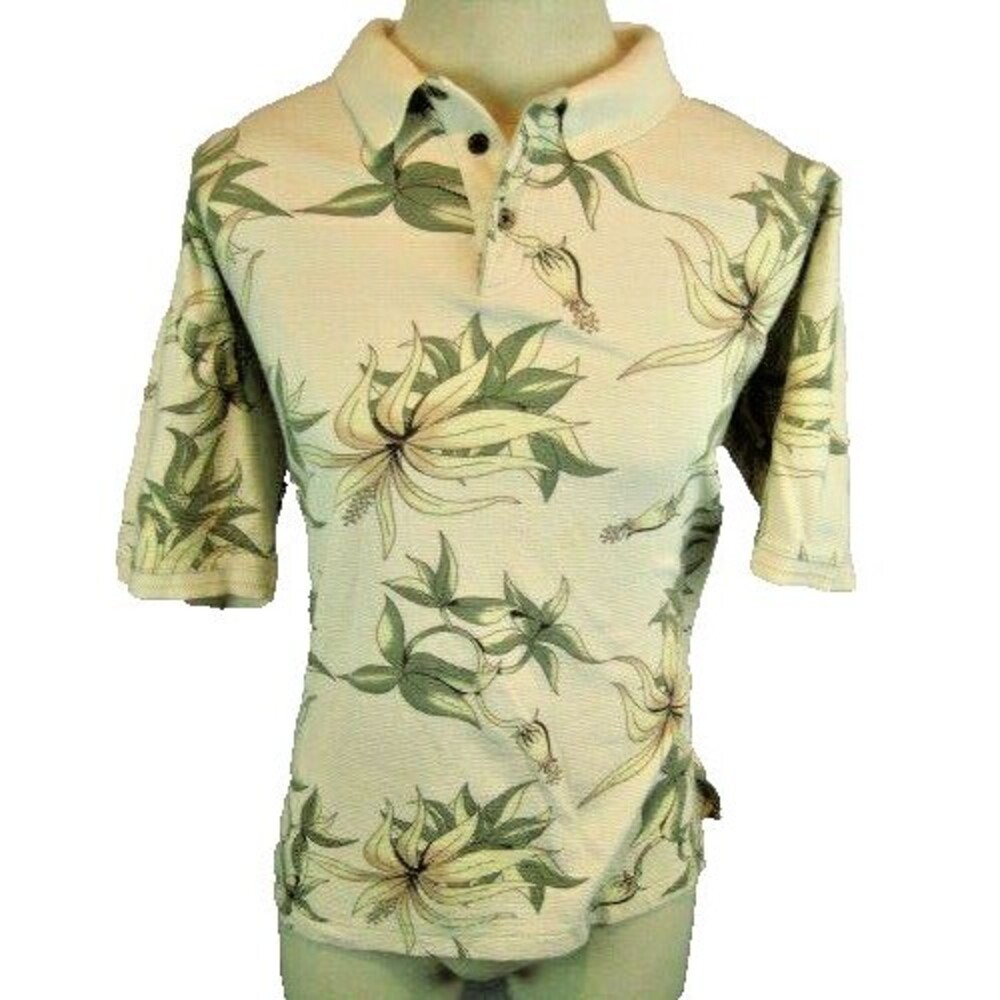 Mens La Cabana Cotton SS Aloha Island Hawaiian Golf Polo Shirt sz XL